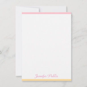Trendy Pink Yellow Modern Hand Script Name Pretty Card