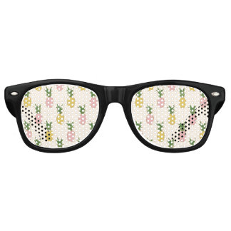 Trendy Pink Yellow Tropical Pineapple Pattern Retro Sunglasses