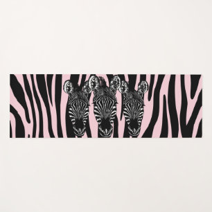 Trendy Pink Zebra  Herd on Zebra Print Yoga Mat