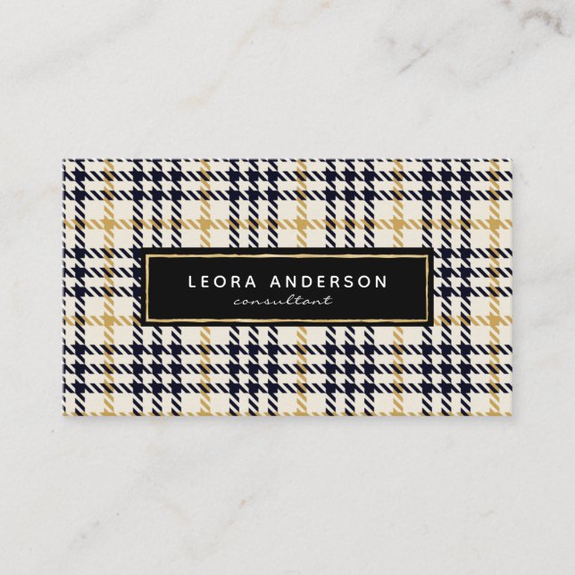 Trendy Plaid and Tweed Business Card (Front)