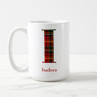 Trendy Plaid Letter I Monogram Name Christmas Coffee Mug
