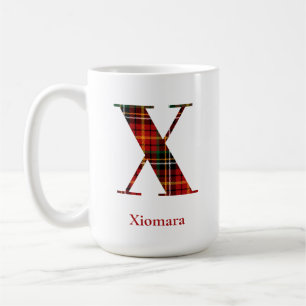 Trendy Plaid Letter X Monogram Name Christmas Coffee Mug