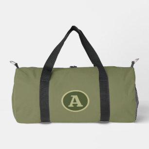 Trendy Plain Army Green Personalized Letter. Duffle Bag