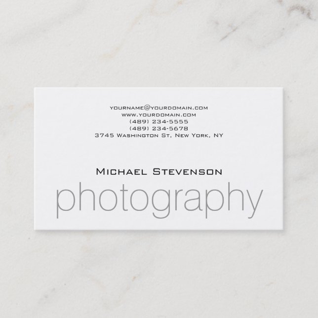 Trendy Plain Black Grey White Business Card (Front)