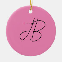 Trendy plain calligraphy monogram initials pink
