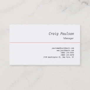 Trendy Plain Gothic White Manager Business Card