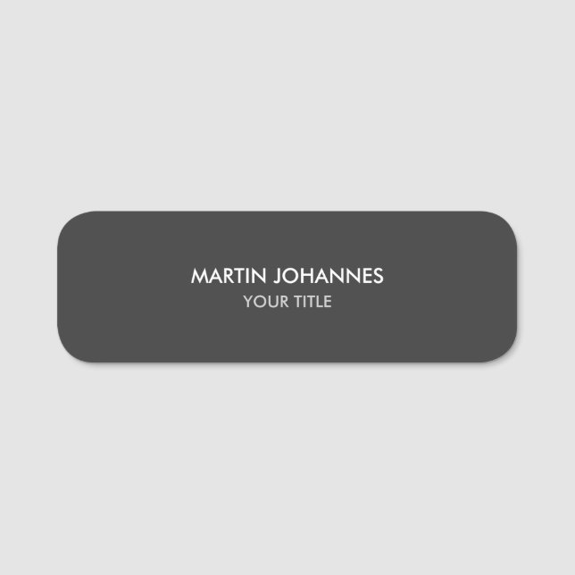Trendy Plain Grey Professional Name Tag (Front)
