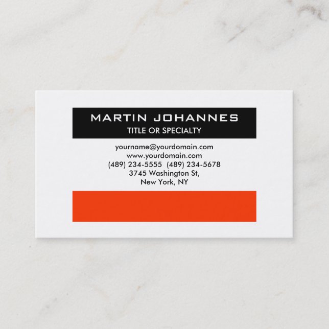 Trendy Plain Professional Business Card (Front)