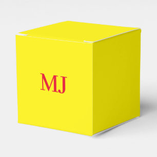 Trendy plain simple yellow red monogram initials favor box