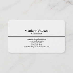 Trendy Plain Stylish Black & White Simple Business Card