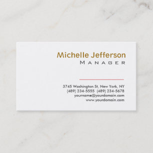 Trendy Plain White Manager Business Card
