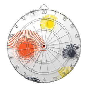 Trendy, playful, lively, cool, circular geometric dartboard