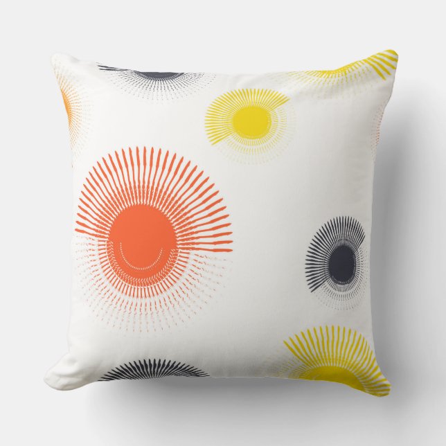 Trendy, playful, lively, cool, circular geometric throw pillow (Front)