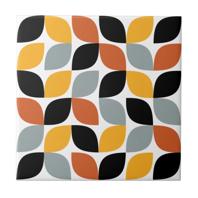 Trendy, playful, vibrant leaf pattern abstraction tile (Front)
