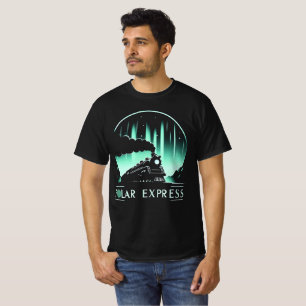 Trendy Polar Express Train Men's Black T-Shirt