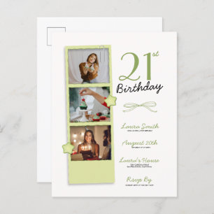 Trendy Polaroid Photo Birthday Invitation Postcard