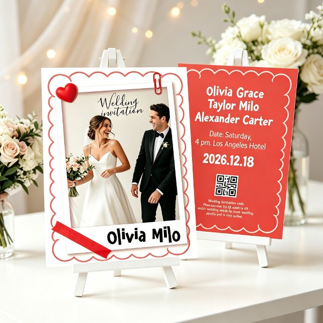 Trendy Polaroid Scrapbook Style Wedding  Invitation (Creator Uploaded)