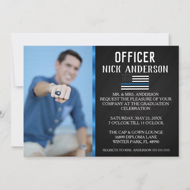 Trendy Police School Graduation Announcement (Front)