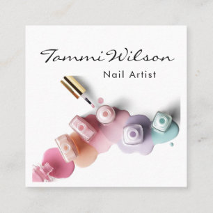 Trendy Polish Nail Artist Salon Service Square Business Card