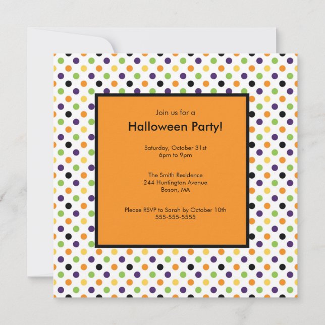 Trendy Polka Dot Halloween Invitation (Front)