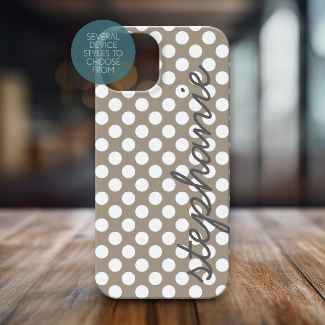 Trendy Polka Dot Pattern with personalized name (Personalized Phone Case with Polka Dots and Custom Name)