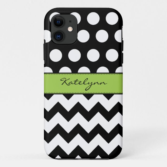 Trendy Polka Dots Chevron Zigzag iPhone 5 Case (Back)