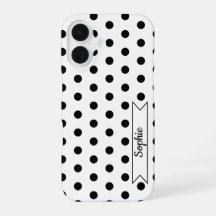 Trendy Polka Dots Chic Custom Name Black and White
