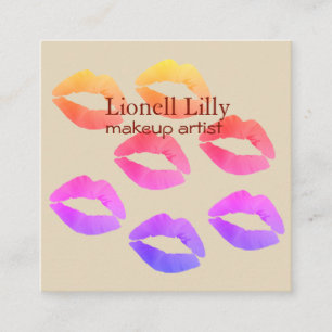 Trendy Pop Makeup Artist Square Business Card