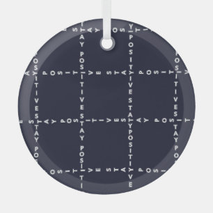 Trendy 'Positive' pattern, grid check. Glass Ornament