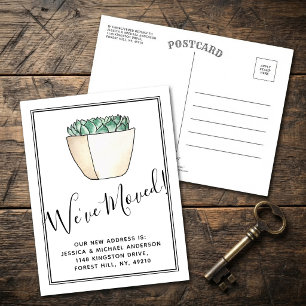 Trendy Potted Succulent Plant New Home Moving Announcement Postcard