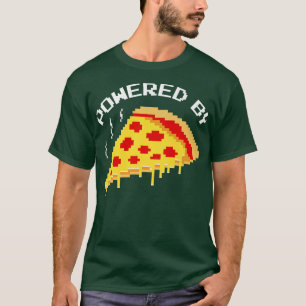 Trendy Powered By Pizza Pixel Gaming Humour Premiu T-Shirt