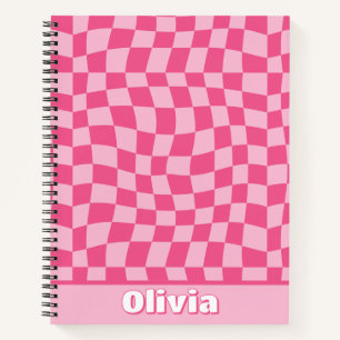 Trendy Preppy Pink Checkered Notebook