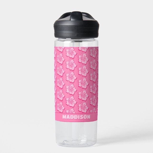 Trendy Preppy Tropical Floral Water Bottle (Front)