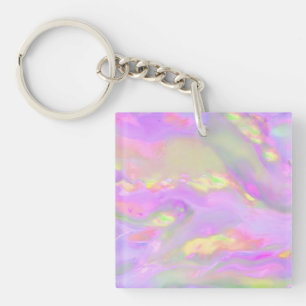 Trendy pretty colourful abstract waves keychain