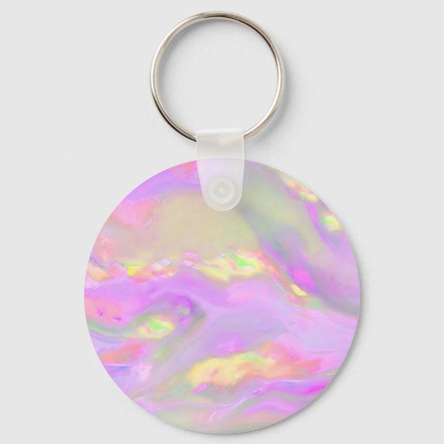 Trendy pretty colourful abstract waves keychain (Front)