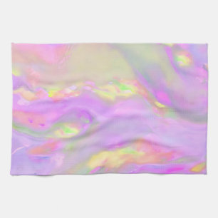 Trendy pretty colourful abstract waves kitchen towel