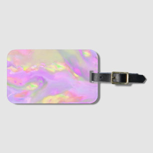 Trendy pretty colourful abstract waves luggage tag