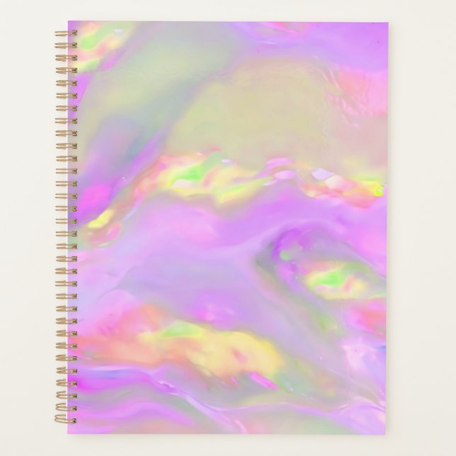 Trendy pretty colourful abstract waves planner (Front)