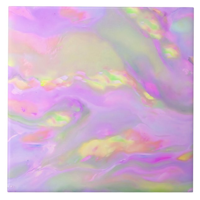 Trendy pretty colourful abstract waves tile (Front)