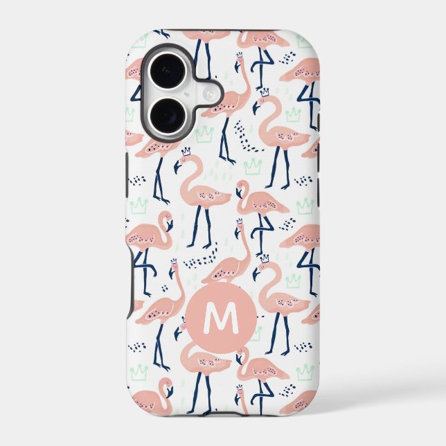 Trendy Princess Flamingo Pattern Monogram (Back)
