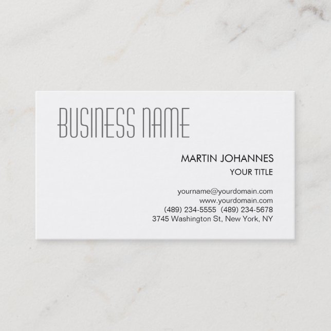 Trendy Professional Black White Business Card (Front)