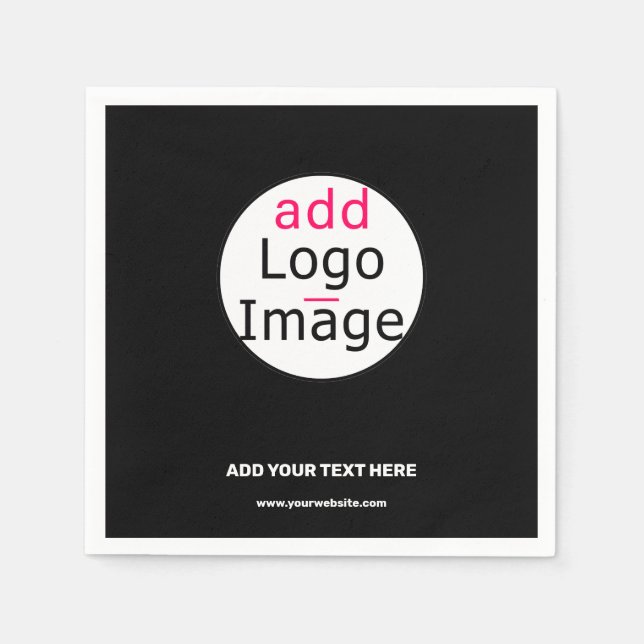 Trendy Professional Business Custom Logo Black  Napkin (Front)