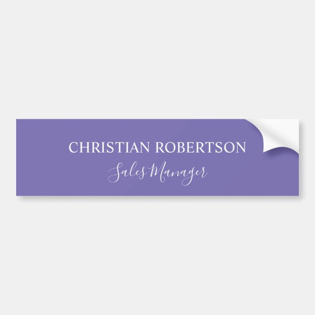 Trendy Professional Chic Periwinkle Colour Modern Bumper Sticker (Front)