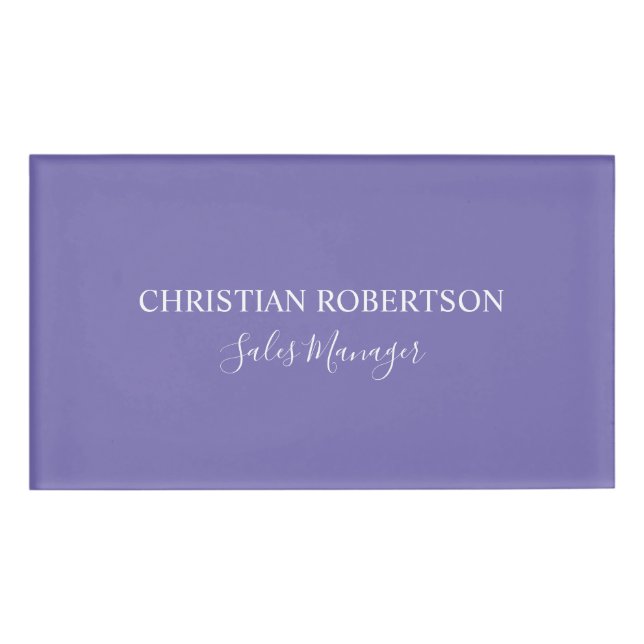 Trendy Professional Chic Periwinkle Colour Modern Name Tag (Front)