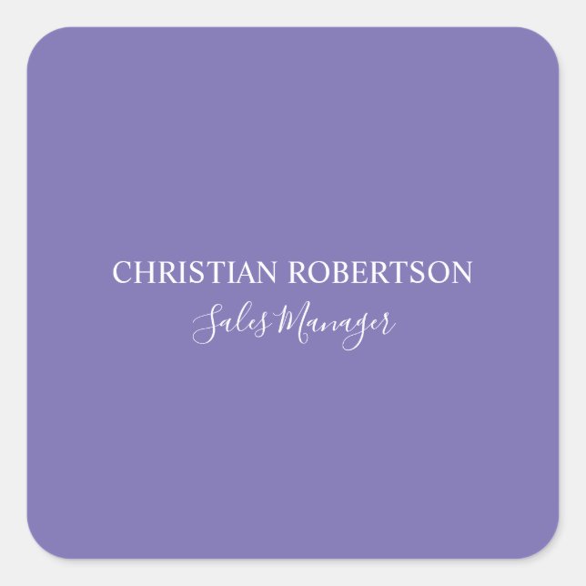 Trendy Professional Chic Periwinkle Colour Modern Square Sticker (Front)