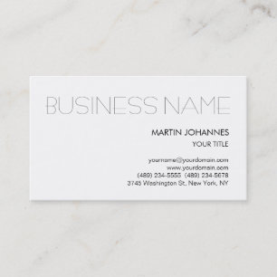 Trendy Professional Chic White Business Card