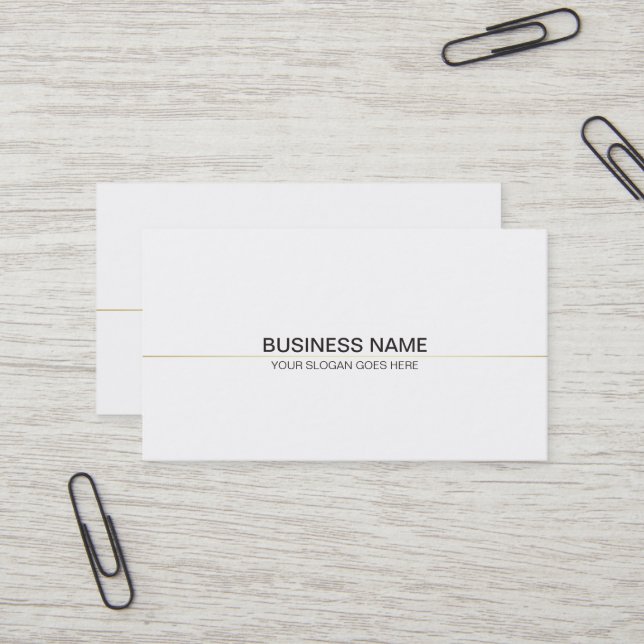 Trendy Professional Clean Classy Plain White Gold Business Card (Front/Back In Situ)