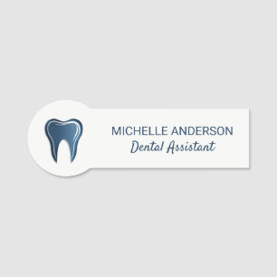  Trendy Professional Dental Assistant white Blue Name Tag