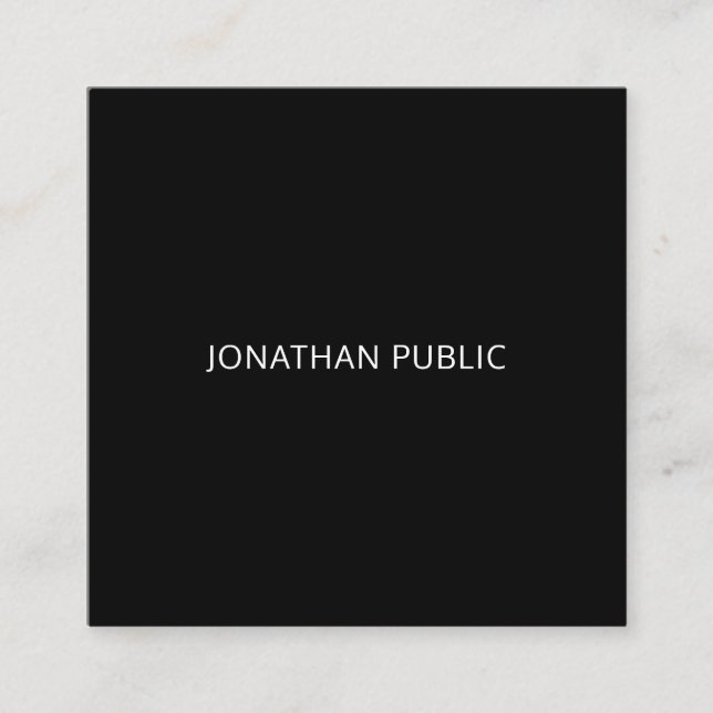Trendy Professional Elegant Simple Black And White Square Business Card (Front)