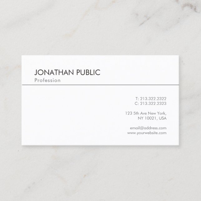 Trendy Professional Minimalistic Template Modern Business Card (Front)